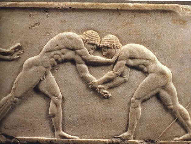 Wrestlers In Athens, Greece