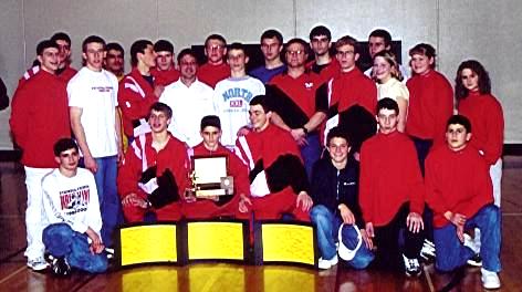 Wrestling Team & Coaches & Managers With CWC 1st Place Trophy  2/03/01